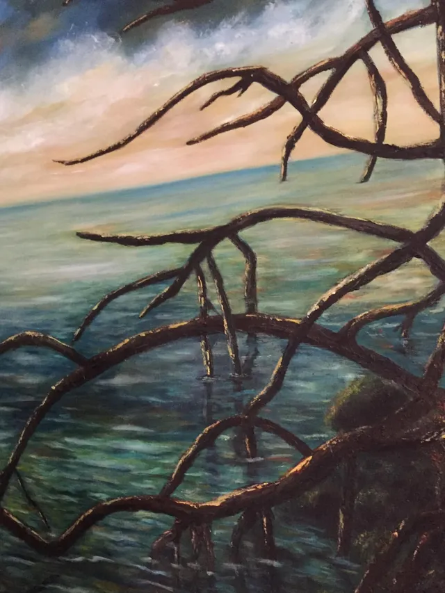Despedida, oil on canvas, painting by Mariela Restrepo