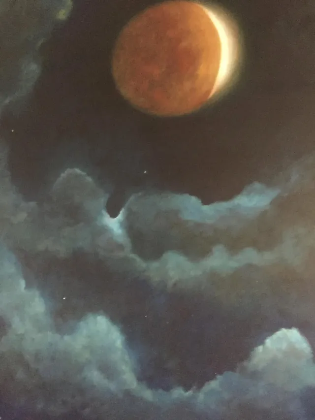 Eclipse Lunar, oil on canvas, painting by Mariela Restrepo