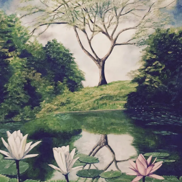 Jardín Monet, oil on canvas, painting by Mariela Restrepo