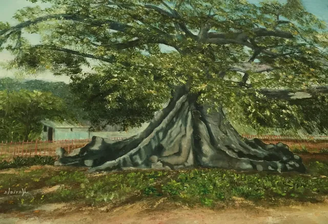 La Ceiba de Ponce, oil on canvas, painting by Mariela Restrepo