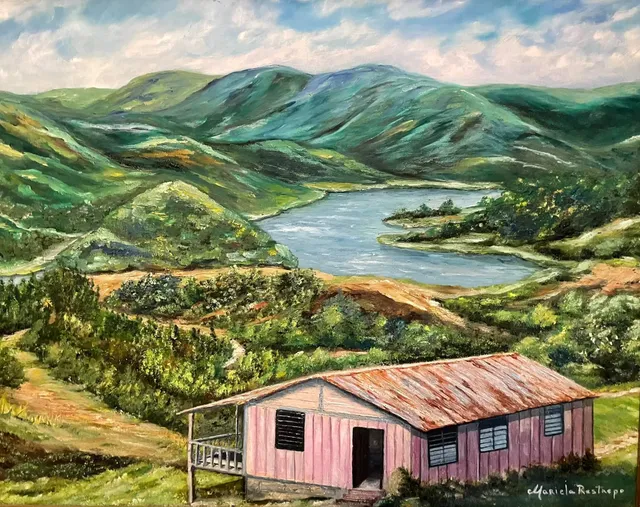 Lago Loíza, oil on canvas, painting by Mariela Restrepo