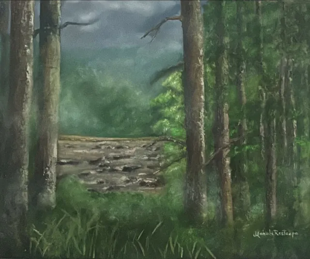 Montañas Azules, oil on canvas, painting by Mariela Restrepo