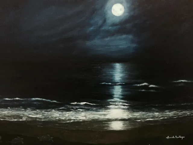 Nacimiento del Tinglar, oil on canvas, painting by Mariela Restrepo