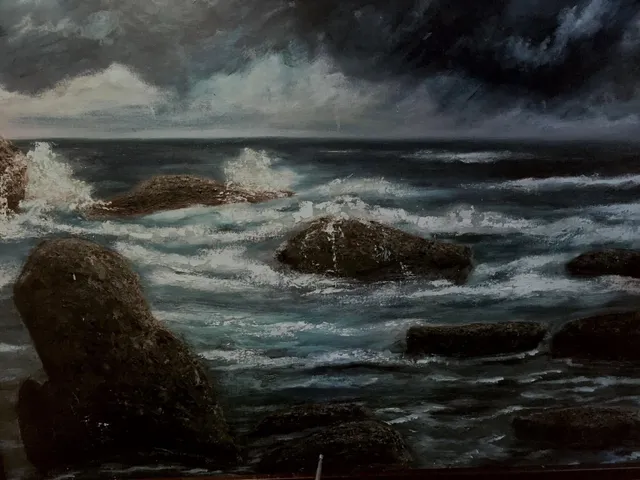 Tormenta en el Mar, oil on canvas, painting by Mariela Restrepo