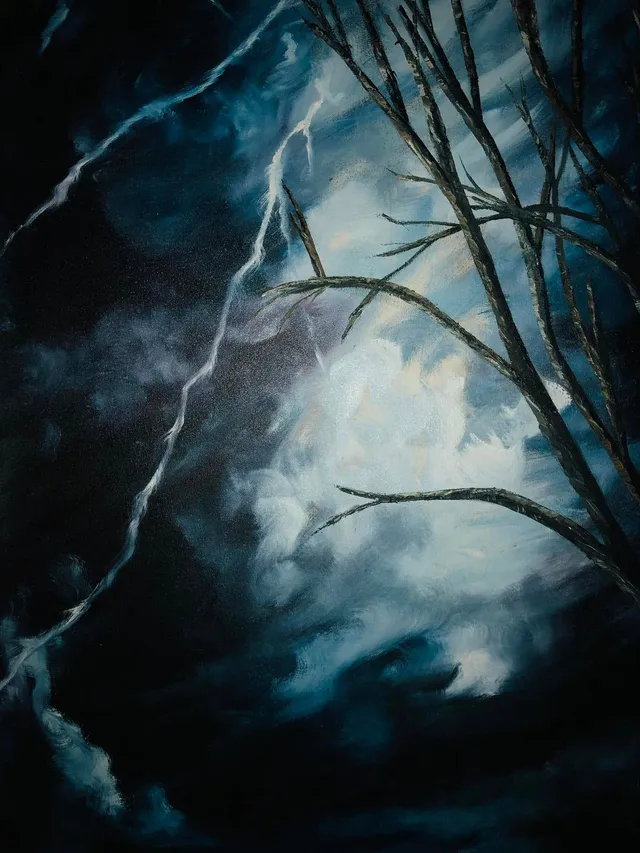 Tormenta en la Noche, oil on canvas, painting by Mariela Restrepo