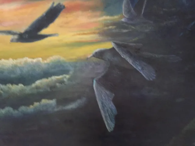 Volando hacia la Luz, oil on canvas, painting by Mariela Restrepo