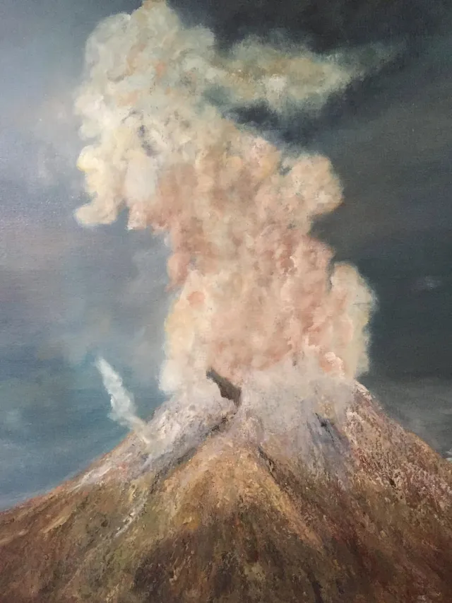 Volcán Soufrière, oil on canvas, painting by Mariela Restrepo